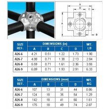25NB PIPE FITTING-18YY FOUR SOCKET CROSS GALVANISED STEEL CLAMP